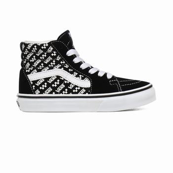 Vans Logo Repeat Sk8-HI - Lasten Korkeavartiset tennarit - Mustat/Valkoinen